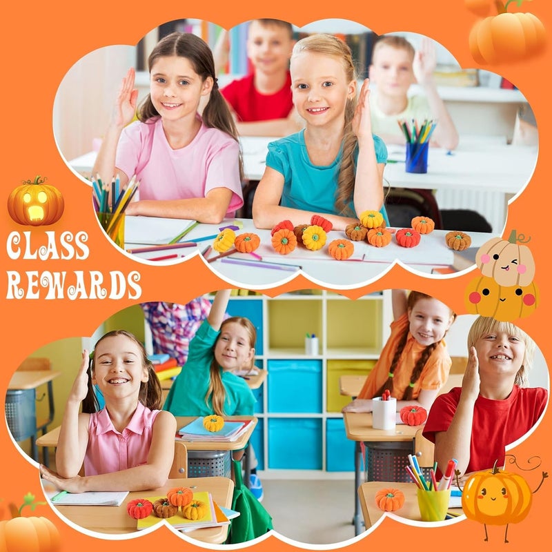 OZIO 120Pcs 3D Pumpkin Erasers Bulk, Halloween Fall Mini Erasers for Student Classroom Prizes, Game Reward,Treasure Box,Trick or Treats, Goody Bag Filler,Party Favors (120PCS) - Image 4